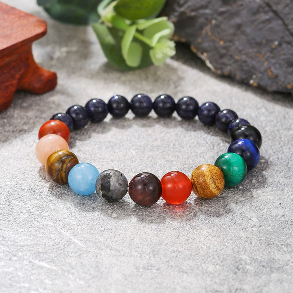 Bracelet Stone Geometric Handmade Unisex Universe Galaxy Eight Planets Style