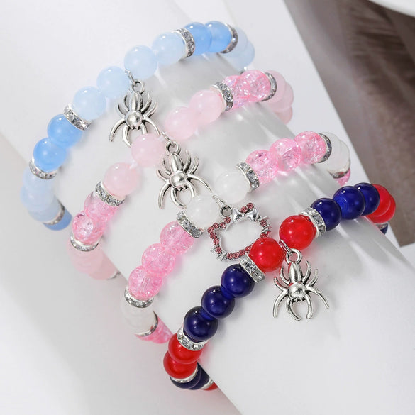 Bracelet Stone Magnet Buckle Geometric Handmade Love Magnetic Pink White Beaded Unisex