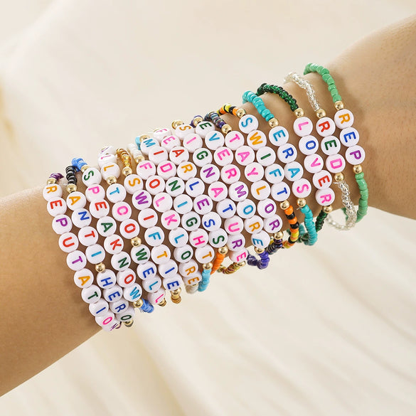 Bracelet Suit Rice Beads Acrylic Geometric Handmade