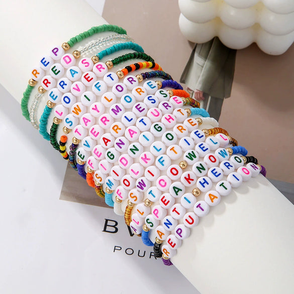Bracelet Suit Rice Beads Acrylic Geometric Handmade