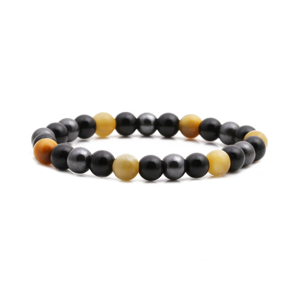 Bracelet Tiger Eye Stone Black Gallbladder Volcanic Stone Copper Geometric Handmade Minimalist Unisex