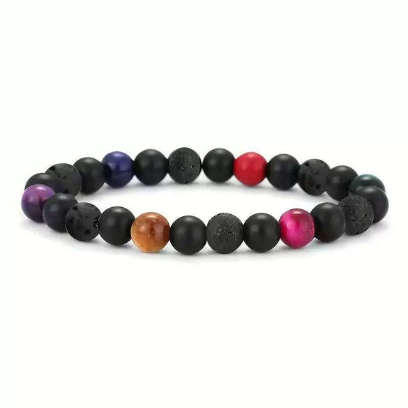 Bracelet Tiger Eye Stone Black Gallbladder Volcanic Stone Copper Geometric Handmade Minimalist Unisex