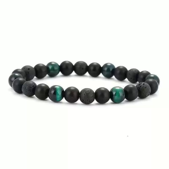 Bracelet Tiger Eye Stone Black Gallbladder Volcanic Stone Copper Geometric Handmade Minimalist Unisex