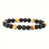 Bracelet Tiger Eye Stone Black Gallbladder Volcanic Stone Copper Geometric Handmade Minimalist Unisex