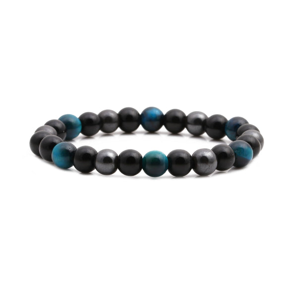 Bracelet Tiger Eye Stone Black Gallbladder Volcanic Stone Copper Geometric Handmade Minimalist Unisex