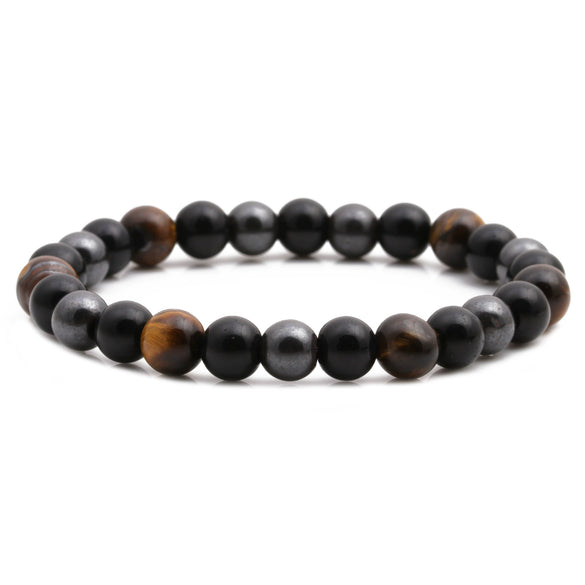 Bracelet Tiger Eye Stone Black Gallbladder Volcanic Stone Copper Geometric Handmade Minimalist Unisex