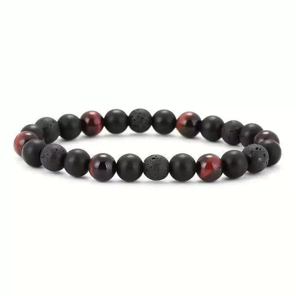 Bracelet Tiger Eye Stone Black Gallbladder Volcanic Stone Copper Geometric Handmade Minimalist Unisex