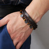 Bracelet Tiger Eye Woven Leather Rope Life Tree Metal Accessories Magnetic Buckle Handmade Geometric Style
