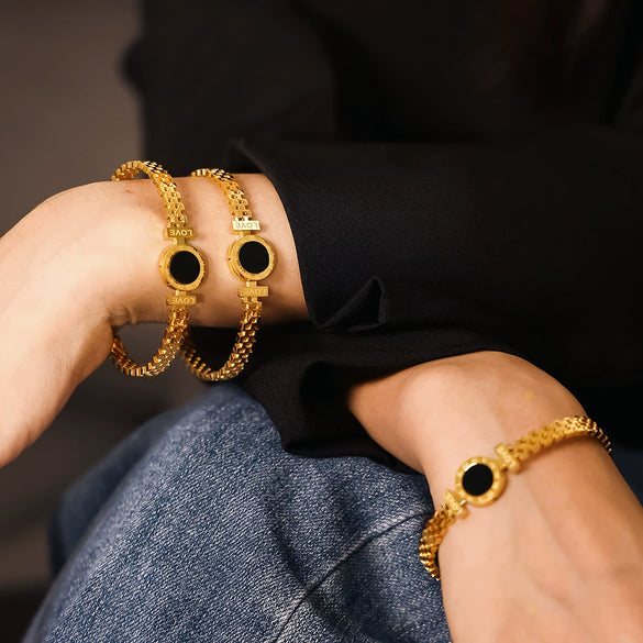 Bracelet Titanium Steel Acrylic Geometric Simple Electroplated Roman Numeral Fashion Jewelry