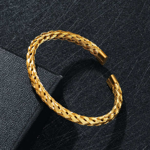 Bracelet Titanium Steel Braided Cshaped Fashion Geometric Electroplated Jewelry