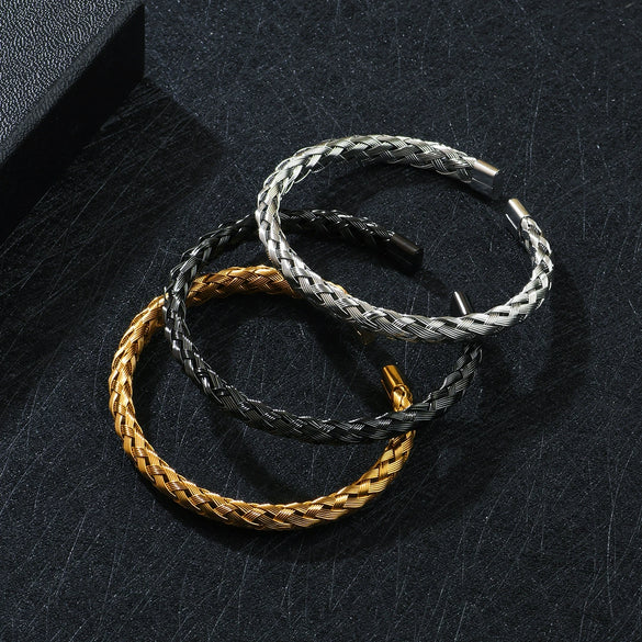 Bracelet Titanium Steel Braided Cshaped Fashion Geometric Electroplated Jewelry