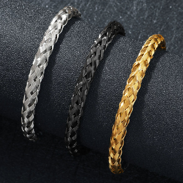Bracelet Titanium Steel Braided Cshaped Fashion Geometric Electroplated Jewelry