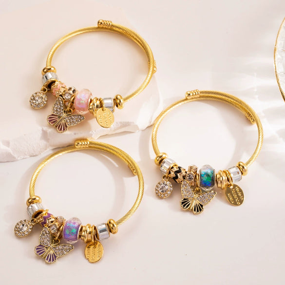 Bracelet Titanium Steel Butterfly Animals Zodiac