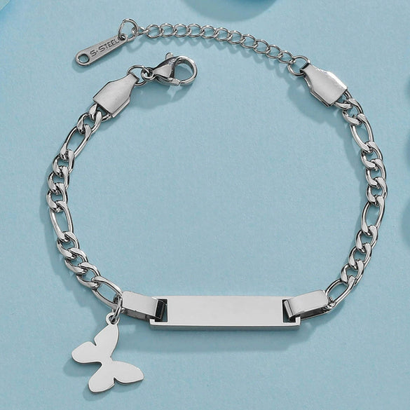 Bracelet Titanium Steel Curved Heart Butterfly Geometric Electroplated For Women
