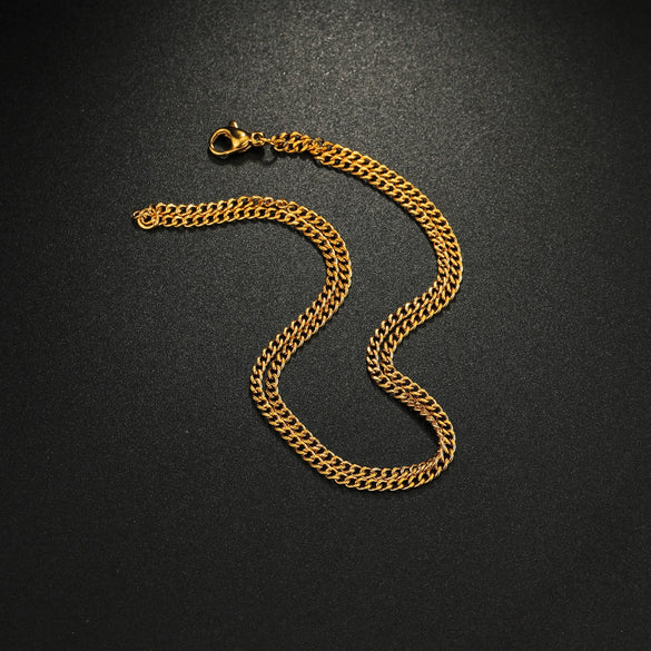 Bracelet Titanium Steel Double Chain Geometric Polishing Unisex