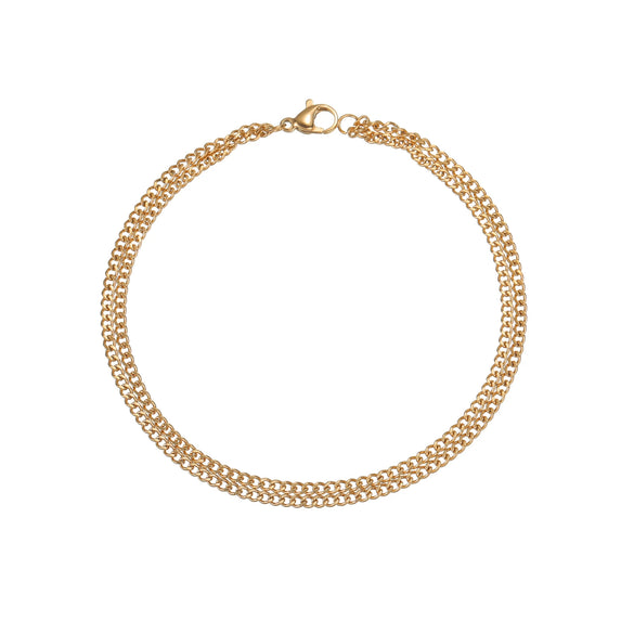 Bracelet Titanium Steel Double Chain Geometric Polishing Unisex