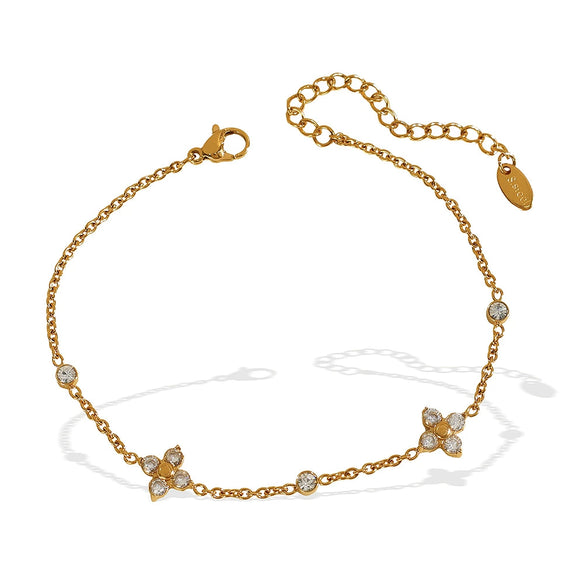 Bracelet 316L Stainless Steel Fourleaf Clover Electroplating Light Luxury Style Zircon
