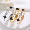 Bracelet Titanium Steel Fourleaf Clover Plants And Flowers Electroplating
