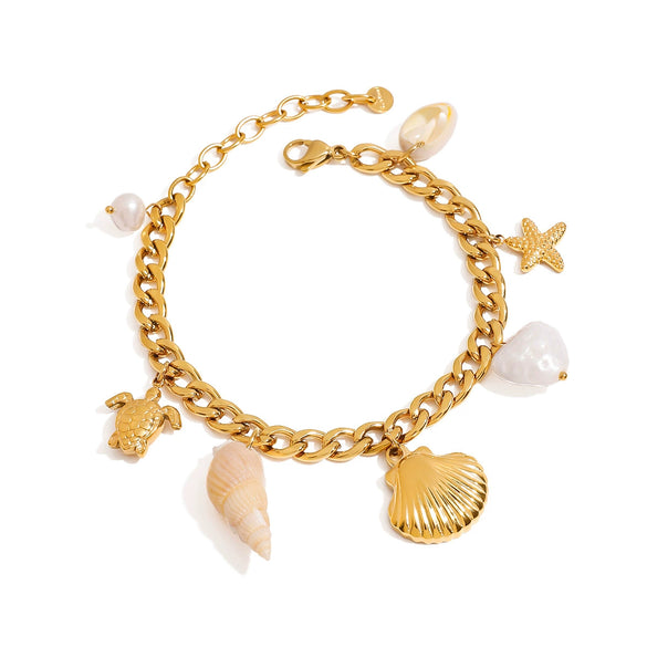 Bracelet Titanium Steel Geometric Electroplated Bikini Pendant Shell Conch Sea Star Design