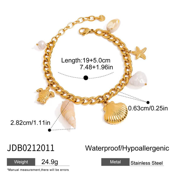 Bracelet Titanium Steel Geometric Electroplated Bikini Pendant Shell Conch Sea Star Design