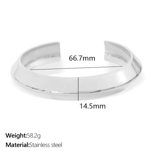 Bracelet 316L Stainless Steel Geometric Electroplated Openended Allmatch Women's Simple Retro