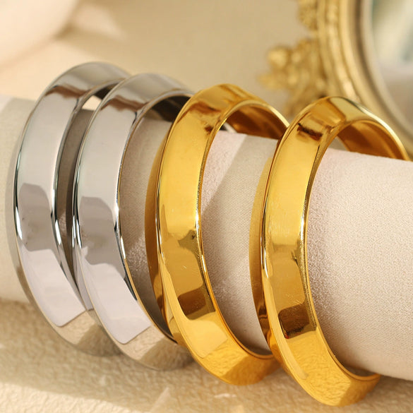 Bracelet 316L Stainless Steel Geometric Electroplated Openended Allmatch Women's Simple Retro