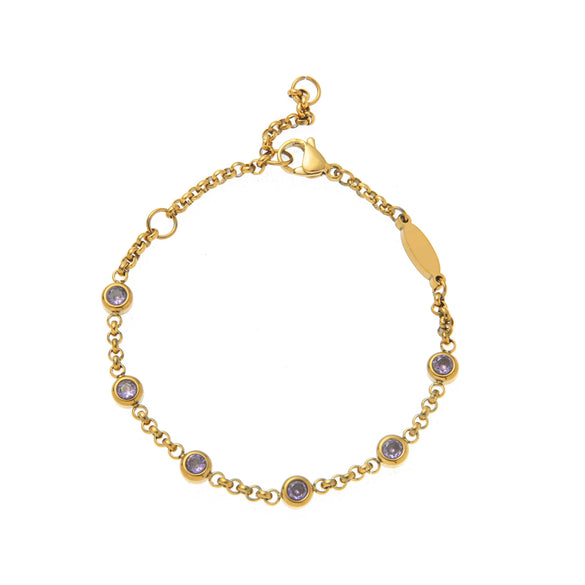 Bracelet Titanium Steel Geometric Electroplated With 18K Gold And Color Zircon