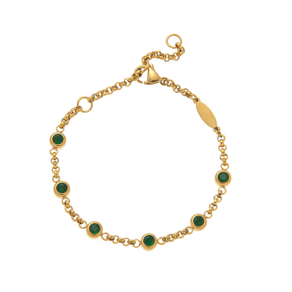 Bracelet Titanium Steel Geometric Electroplated With 18K Gold And Color Zircon
