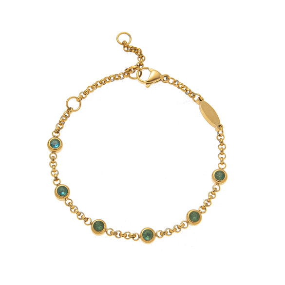 Bracelet Titanium Steel Geometric Electroplated With 18K Gold And Color Zircon