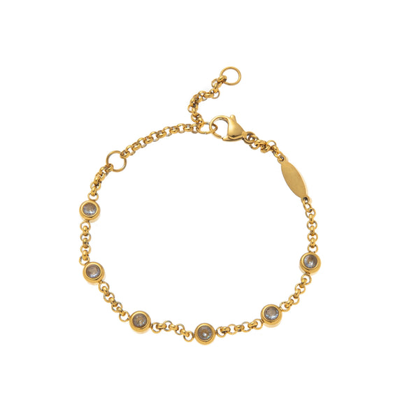 Bracelet Titanium Steel Geometric Electroplated With 18K Gold And Color Zircon