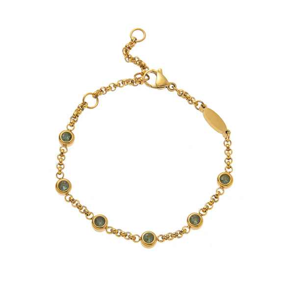 Bracelet Titanium Steel Geometric Electroplated With 18K Gold And Color Zircon