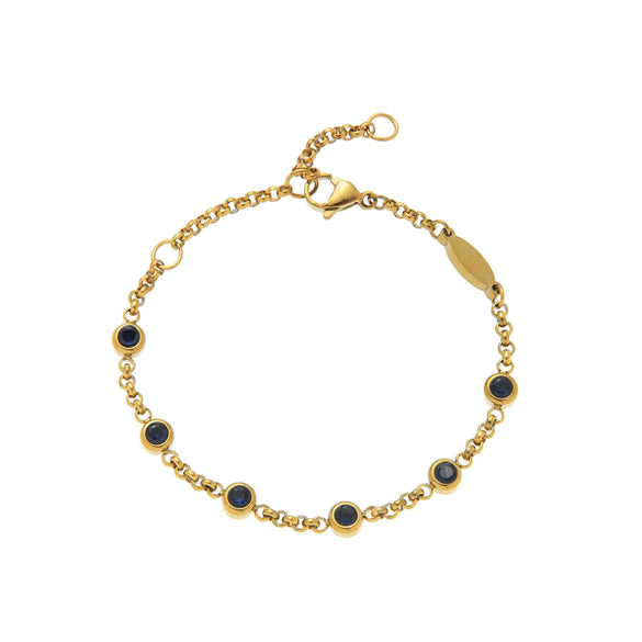 Bracelet Titanium Steel Geometric Electroplated With 18K Gold And Color Zircon