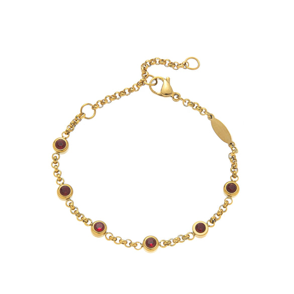 Bracelet Titanium Steel Geometric Electroplated With 18K Gold And Color Zircon