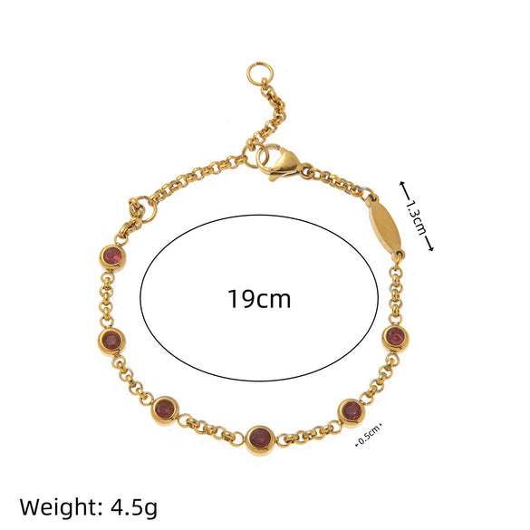 Bracelet Titanium Steel Geometric Electroplated With 18K Gold And Color Zircon
