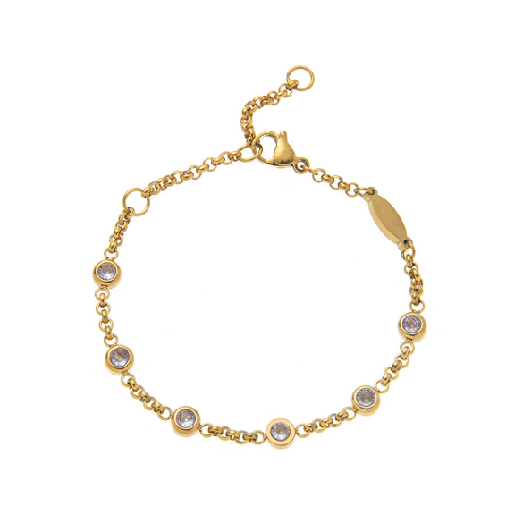 Bracelet Titanium Steel Geometric Electroplated With 18K Gold And Color Zircon