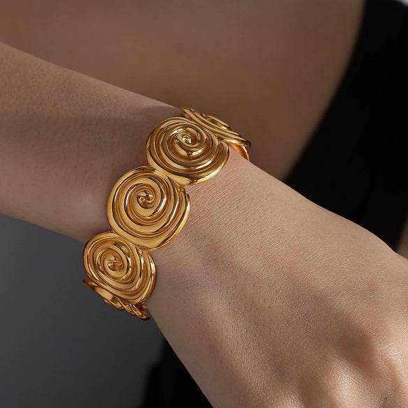 Bracelet 316L Stainless Steel Geometric Exaggerated Design Electroplated