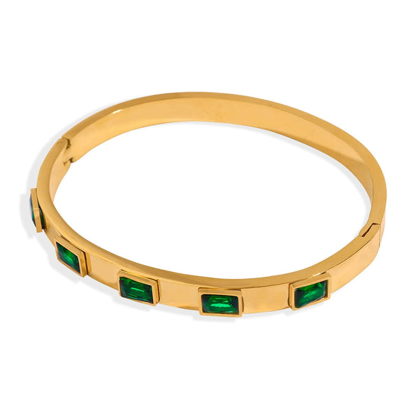 Bracelet 316L Stainless Steel Geometric Inlaid Zircon Retro Design
