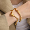 Bracelet 316L Stainless Steel Geometric Pattern Electroplated Natural Curve Lines Irregular Wave Style