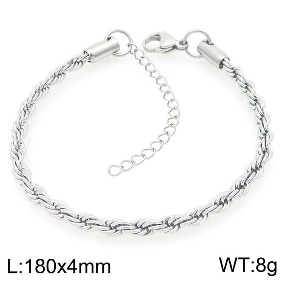 Bracelet Titanium Steel Geometric Pattern Handmade Round Bead Blade Chain Cuban Chain Style