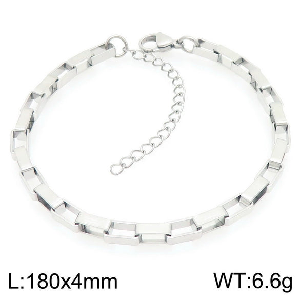 Bracelet Titanium Steel Geometric Pattern Handmade Round Bead Blade Chain Cuban Chain Style