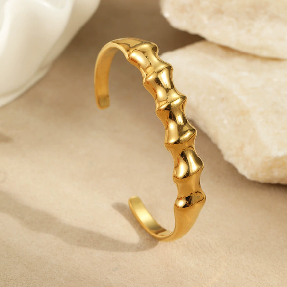 Bracelet Titanium Steel Geometric Spiral Design 18K Gold Plated