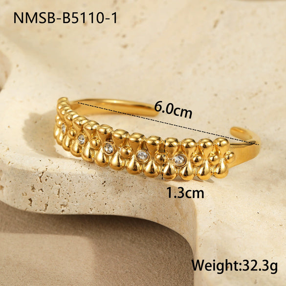 Bracelet Titanium Steel Geometric Spiral Design 18K Gold Plated