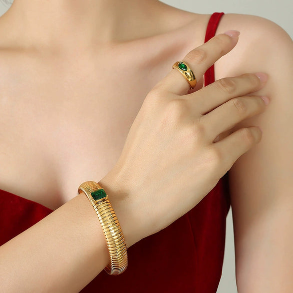 Bracelet 316L Stainless Steel Gold Plated Inlaid Zircon Electroplating