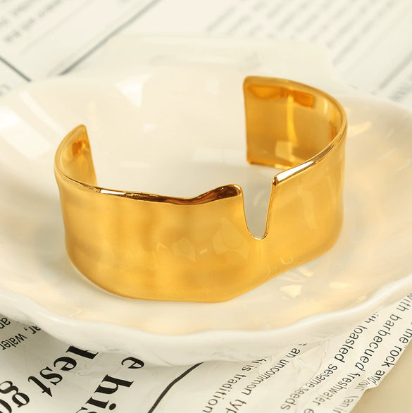 Bracelet 316L Stainless Steel Goldplated Cshaped Minimalist Geometric Electroplated
