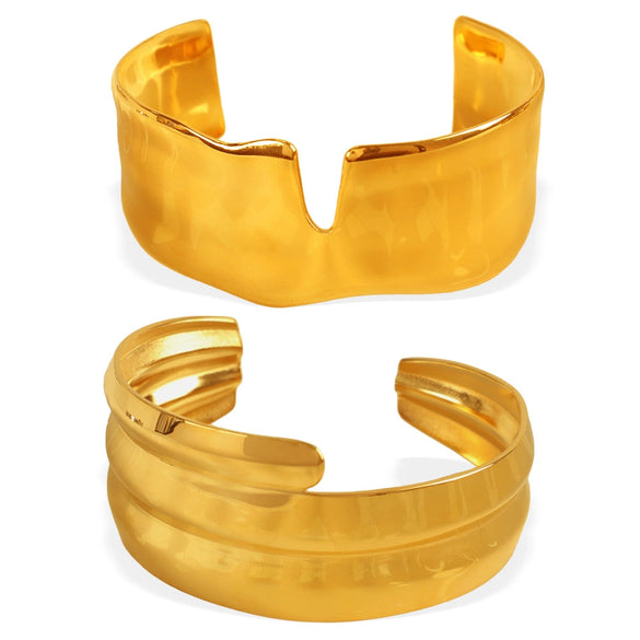 Bracelet 316L Stainless Steel Goldplated Cshaped Minimalist Geometric Electroplated