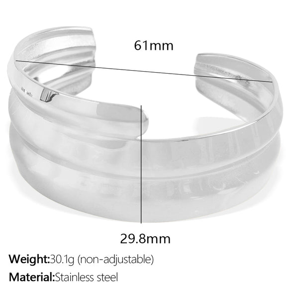 Bracelet 316L Stainless Steel Goldplated Cshaped Minimalist Geometric Electroplated