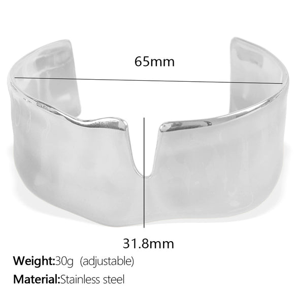 Bracelet 316L Stainless Steel Goldplated Cshaped Minimalist Geometric Electroplated