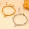 Bracelet Titanium Steel Heart Shape Beads Electroplating Cartoon Style Jewelry