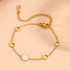 Bracelet Titanium Steel Heart Shape Hollow Five Leaf Flower Electroplated Jewelry For Women