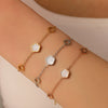 Bracelet Titanium Steel Heart Shape Hollow Five Leaf Flower Electroplated Jewelry For Women